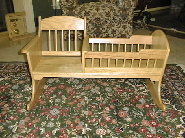 photo of wooden rocking cradle
